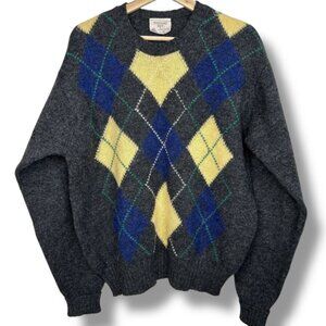 Vintage Woodland Shop Gray Argle Shetland Wool Sweater Mens